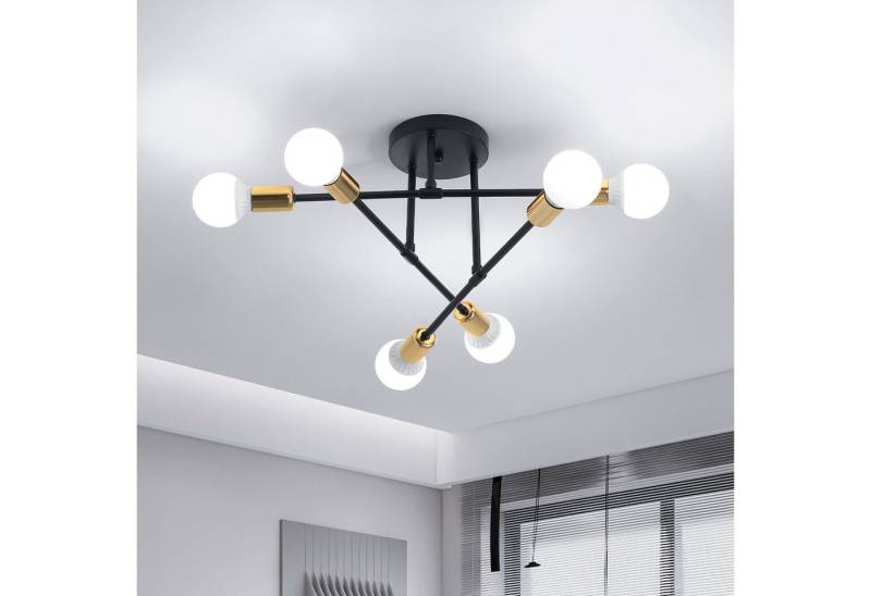 Goeco LED Deckenleuchte Goldene dekorative Lampe, E27 Lampenfassung, für Wohnzimmer, Esszimmer, 6 x E27-Glühbirnenfassungen von Goeco