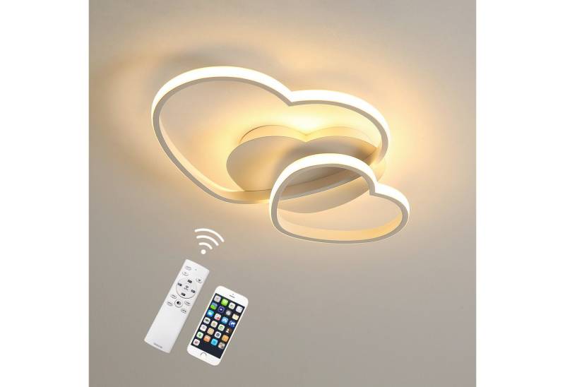 Goeco LED Deckenleuchte LED Herzleuchte, energiesparend, 40W, fernbedienbar dimmbar, mit dreifarbiger Dimmfunktion, weiß von Goeco