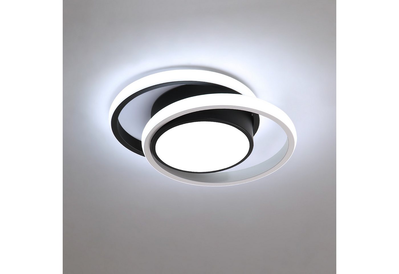 Goeco LED Deckenleuchte LED-Innenleuchte, rundes Design, 32W, 2350LM, für Flur, Küche, Treppe, 15 cm Sockel, Kaltweiß, mit Aluminiumrahmen und Silikonschirm von Goeco