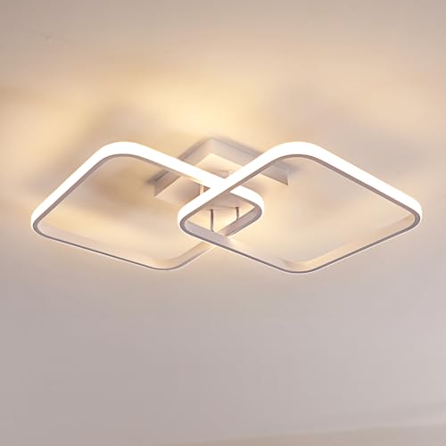 Goeco LED Deckenleuchte Quadratische 69CM, 50W 5600LM Moderne Acryl Deckenleuchte, 2 Flammig, 3000K Warmweißes Licht, LED Lampen Deckenbeleuchtung Wohnzimmerlampe Weiß von Goeco
