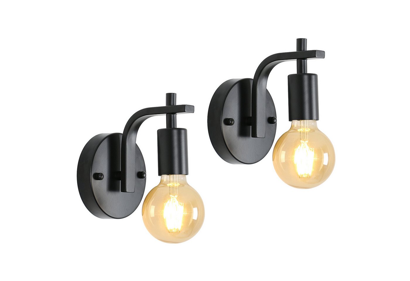 Riserva LED Deckenleuchte schwarze Eisenwandleuchte(2er-Set),U förmige Wandleuchte,E27 für Flur, E27 Glühbirne von Riserva