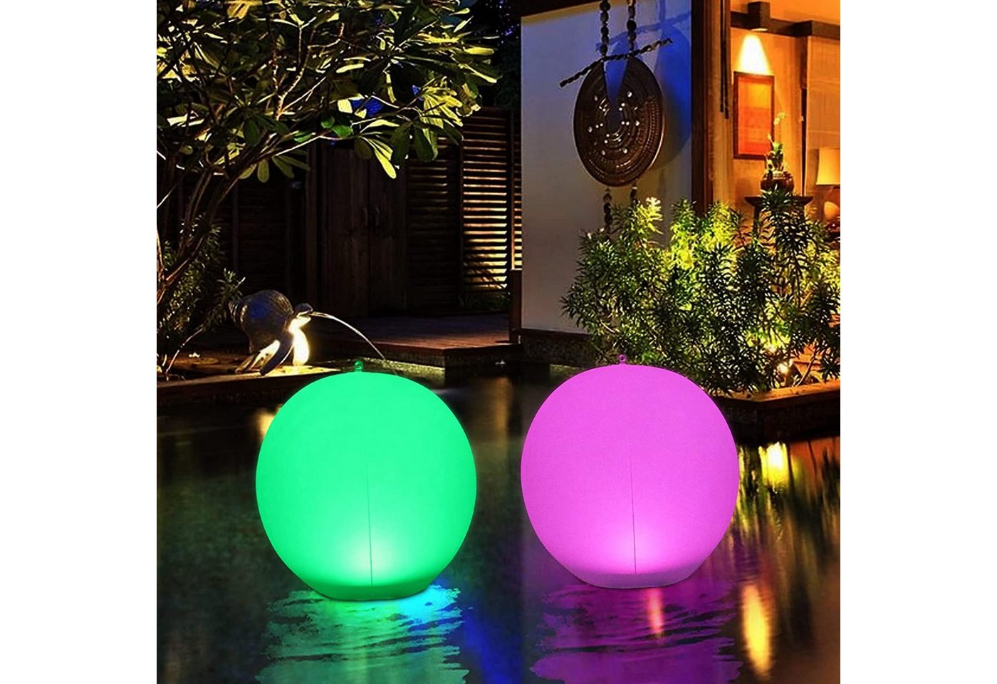 Goeco LED Kugelleuchte Solar LED Kugelleuchte (2er), RGB Poolleuchte, Fernbedienungsleuchte von Goeco