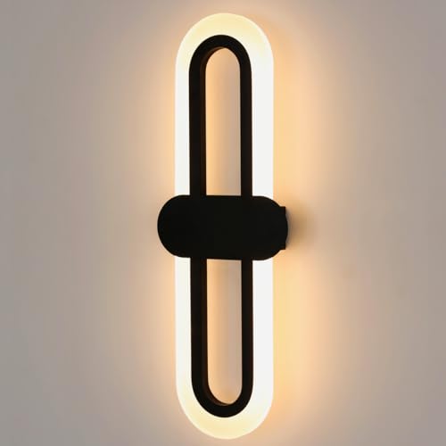 Goeco LED Wandlampe Schwarz, 18W LED Wandleuchte Innen 3000K Warmweißes Licht Spiegel Lampe für Schlafzimmer Wohnzimmer Flur, 40CM x 14CM von Goeco