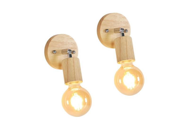 Goeco LED Wandleuchte Holz Wandlampe(2er-Set),Wohndeko Lampe,E27,für Flur,Garten,Hof von Goeco