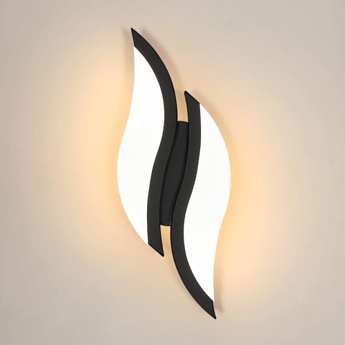 Goeco LED Wandleuchten Innen, 12W Modern Wandlampe Schwarz mit Acryl-Lampenschirm, 3000K Warmes Licht 2-Flammig Blattförmige für Flur Treppenhaus Wohnzimmer Schlafzimmer, 29 cm * 10 cm Goeco LED Wandleuchten Innen, 12W Modern Wandlampe Schwarz mit Acryl-Lampenschirm, 3000K Warmes Licht 2-Flammig Blattförmige für Flur Treppenhaus Wohnzimmer Schlafzimmer, 29 cm * 10 cm von Goeco