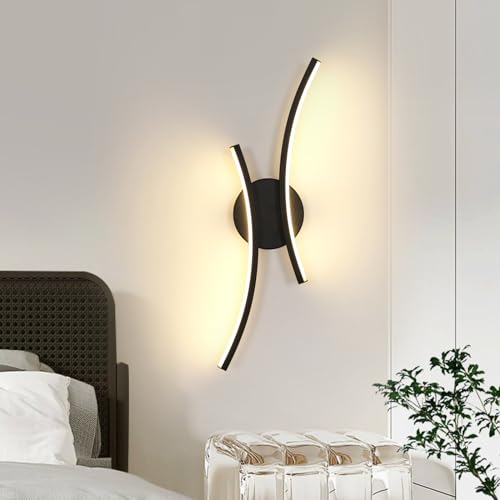 Goeco Modern LED Wandleuchte, 20W 44CM LED Wandlampe Innen aus Acryl, 3000K Warmweißes Licht Wandlicht Lange Lampen Wandbeleuchtung für Wohnzimmer, Schlafzimmer, Treppen, Flur, Schwarz von Goeco