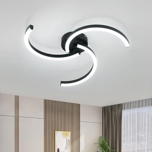 Goeco Moderne LED Deckenleuchte, 24W 2700LM Deckenlampe LED Innen 6500K Kaltes Weißes Licht, Weiß LED Deckenbeleuchtung Lampen für Wohnzimmer, Schlafzimmer, Büro, Küche, Schwarz von Goeco