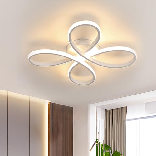 Goeco Moderne LED Deckenleuchte, 40W Blumenförmige Deckenlampe LED, 3000K Warmweißes Licht, Weiße Deckenbeleuchtung Lampen in Acryl für Schlafzimmer, Wohnzimmer, Küche, 50cm x 40cm von Goeco