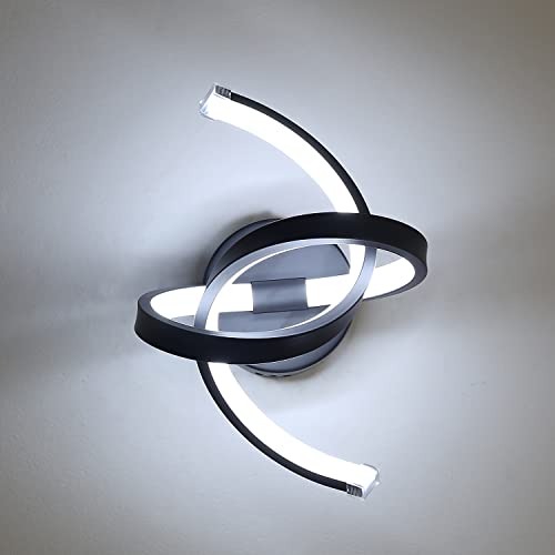 Goeco Moderne LED Wandlampe, 20W, 220V Einfache Persönlichkeit Wave-Design Acryl Wandlampe, 6000K Kaltweißes Licht Wandlampe Spirale, für Schlafzimmer, Wohnzimmer, Flur (Nicht Dimmbar, schwarz) von Goeco