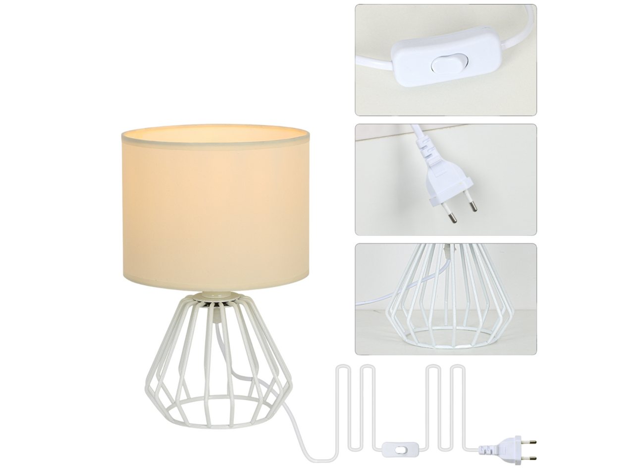 Goeco Schreibtischlampe Einfache Tischlampe, dekorative Lampe mit Stoffbezug, für Schlafzimmer, Garderobe, Café Goeco Schreibtischlampe Einfache Tischlampe, dekorative Lampe mit Stoffbezug, für Schlafzimmer, Garderobe, Café von Goeco