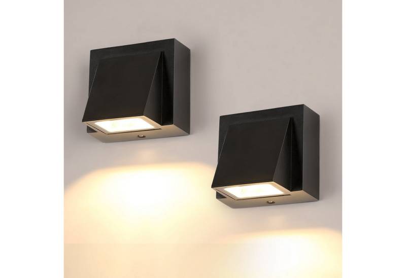 Goeco Wandleuchte 2 Stück Außenwandleuchte Wasserdicht IP65 LED Wandlampe, Warmweiß, für Eingang Korridor Hof Garten Terrasse Balkon Garage Schwarz von Goeco