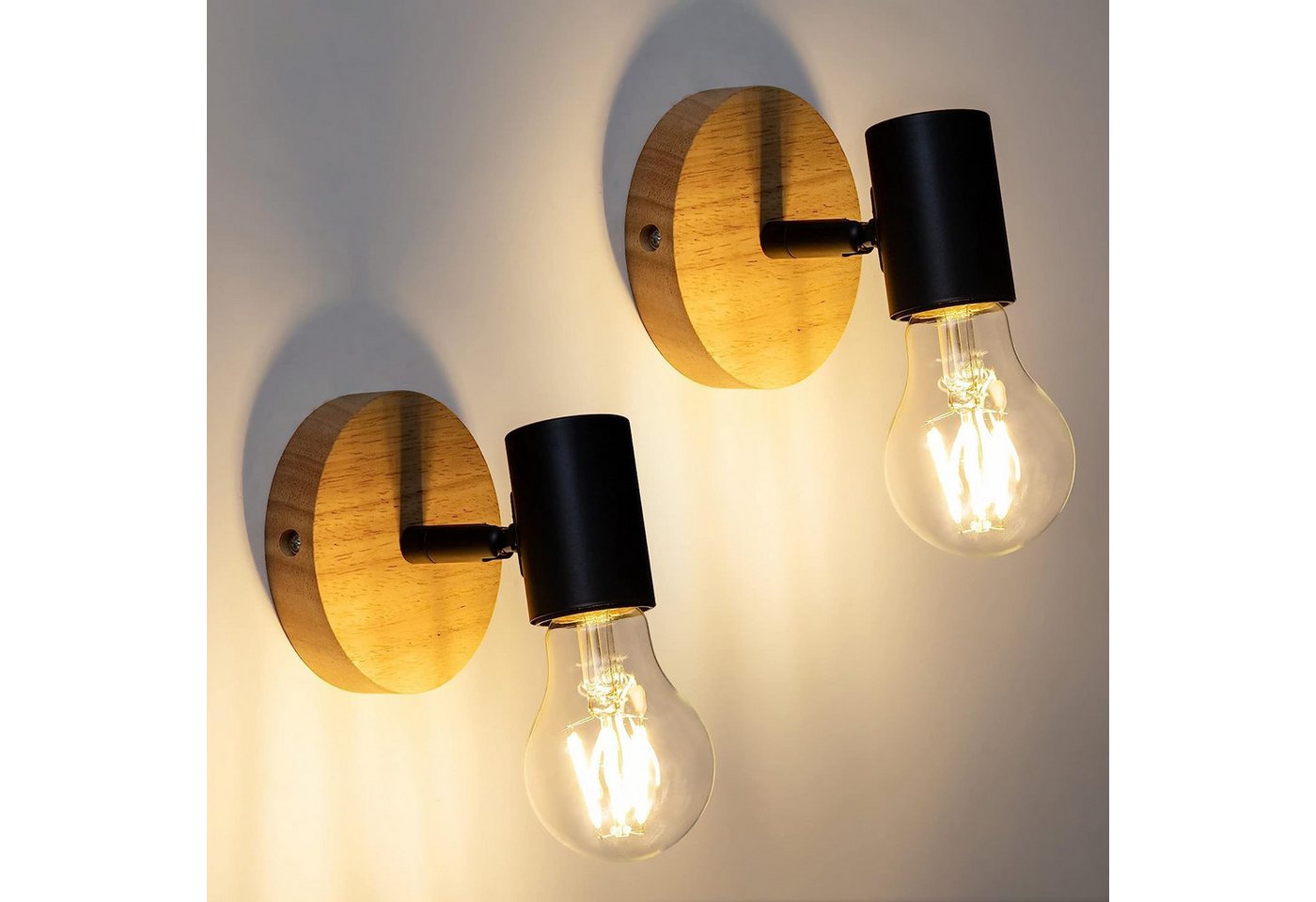 Goeco Wandleuchte Eisen Wandlampe (2er Pack), Retro Lampe, 10 x 10 x 21 cm, Sockel von Goeco