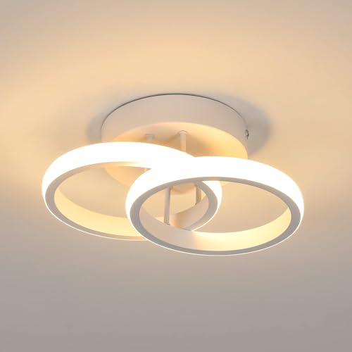Goeco LED Deckenleuchte, 2 flammig, Moderne Runde Design Deckenlampe, 3000K Warmweiß Licht, 22W LED Lampe, Silikonhülle, LED Leuchte für Wohnzimmer Schlafzimmer Küche (Weiß Modell 1) von Goeco