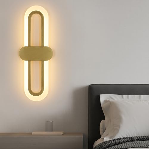 LED Wandleuchten Innen, 18W 3000K Warmweißes Licht LED Wandlampe Gold, Kreative Acryl Wandlicht für Schlafzimmer Wohnzimmer Flur, 40CM x 14CM von Goeco