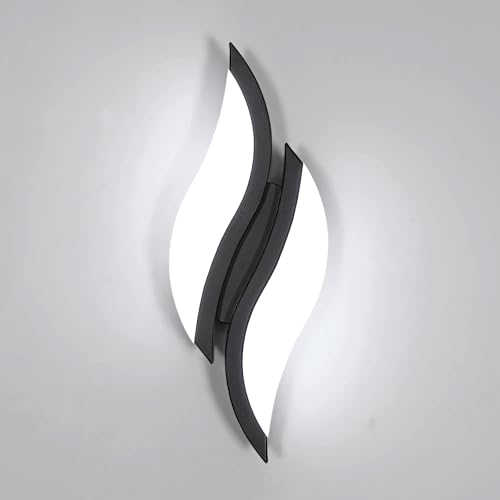 LED Wandleuchten Innen, 12W Modern Wandlampe Schwarz aus Acryl Kaltweißes Licht 6500 k, Blattförmige Wandleuchte Nachtlampe Wandbeleuchtung für Flur Treppenhaus Wohnzimmer Schlafzimmer, 29 cm * 10 cm von Goeco