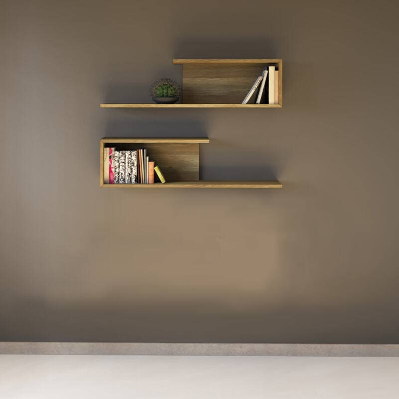 2er Set Massivholz Wandregale - 100 cm Eiche von Göhring