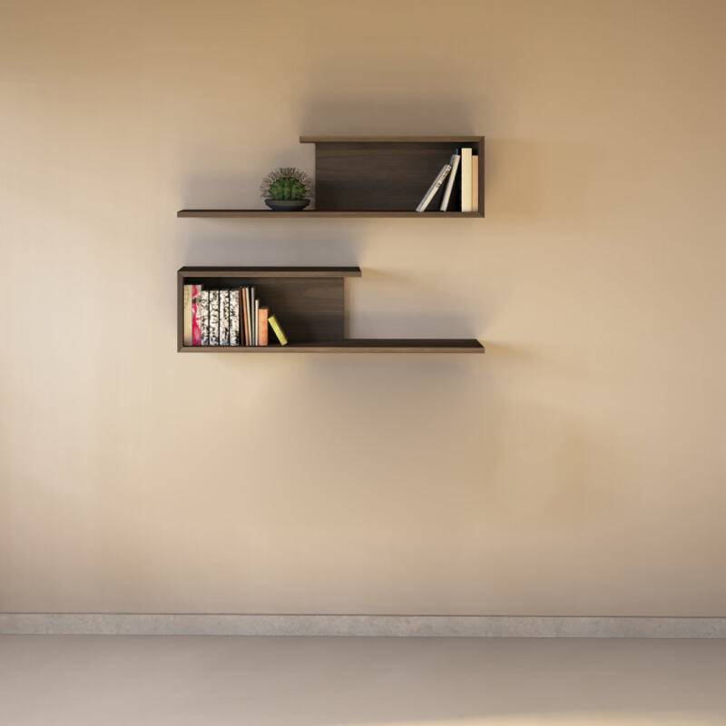 2er Set Massivholz Wandregale - 100 cm Nussbaum von Göhring