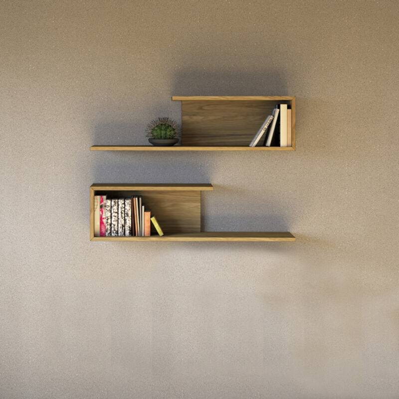 2er Set Massivholz Wandregale - 100 cm Wildeiche von Göhring