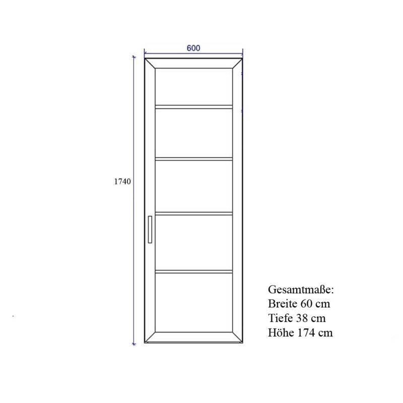 Aufsatz-Vitrine Massivholz - Tiefe 38 cm Eiche von Göhring