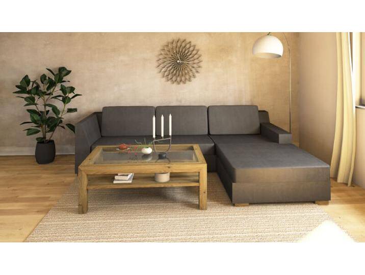 Couchtisch Massivholz Wildeiche mit Glasplatte, 70x120cm von Göhring