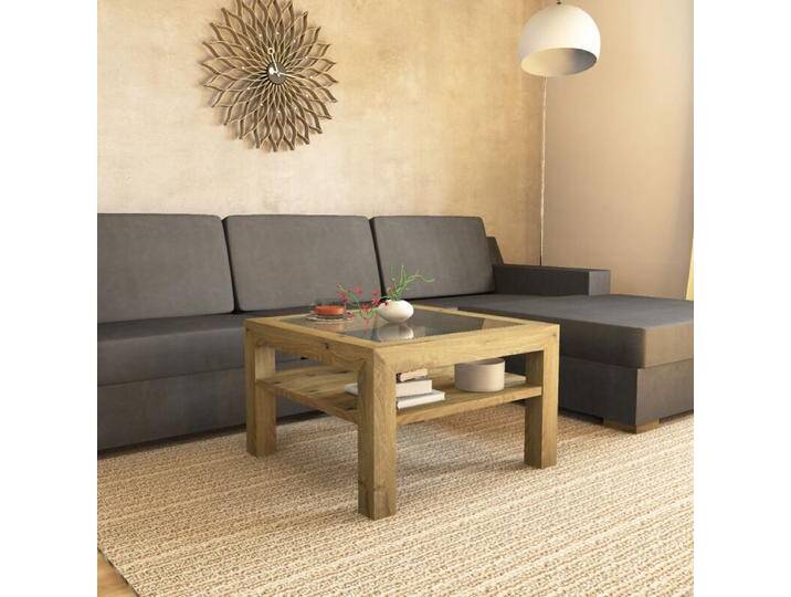 Couchtisch aus Wildeiche mit Glasplatte - 70x70cm von Göhring