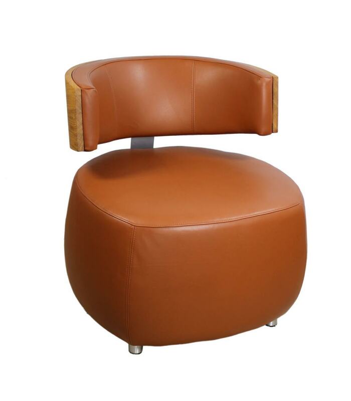 Designer Sessel BOOM mit Massivholzrücken Eiche natur Leder von Göhring