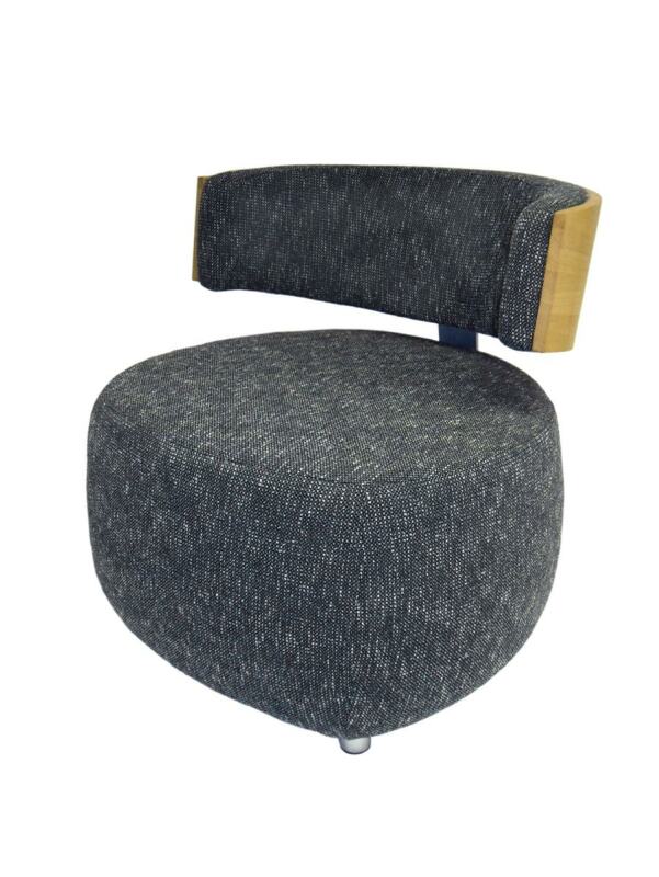 Designer Sessel BOOM mit Massivholzrücken Eiche natur grober Webstoff von Göhring