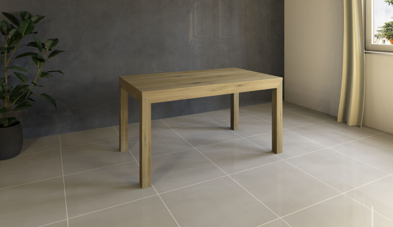 Esstisch Massivholz LINO mit 2 Schubkasten 80 cm Wildeiche weiß geölt 80 x 140 cm von Göhring