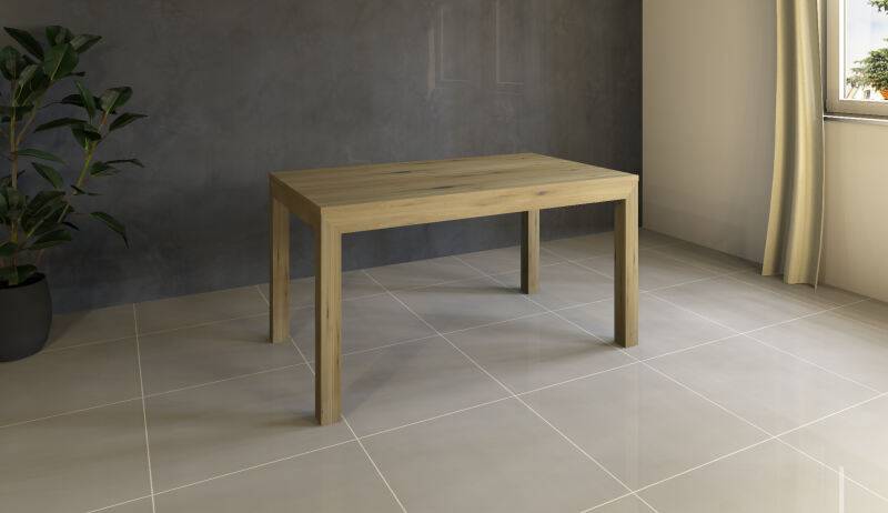 Esstisch Massivholz LINO mit 2 Schubkasten 80 cm Wildeiche weiß geölt 80 x 140 cm von Göhring