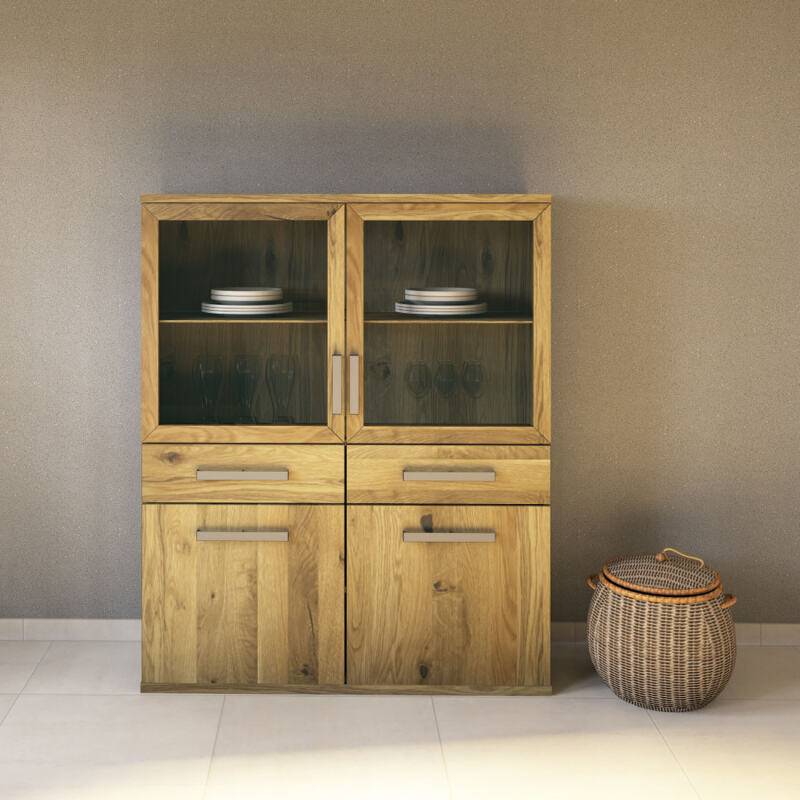 Esszimmer Highboard mit Glastüren - Flachsockel Wildeiche von Göhring