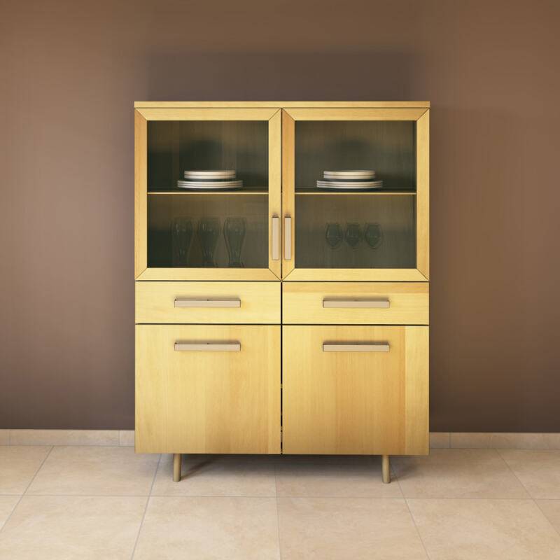 Esszimmer Highboard mit Glastüren - Retrofüße Buche von Göhring