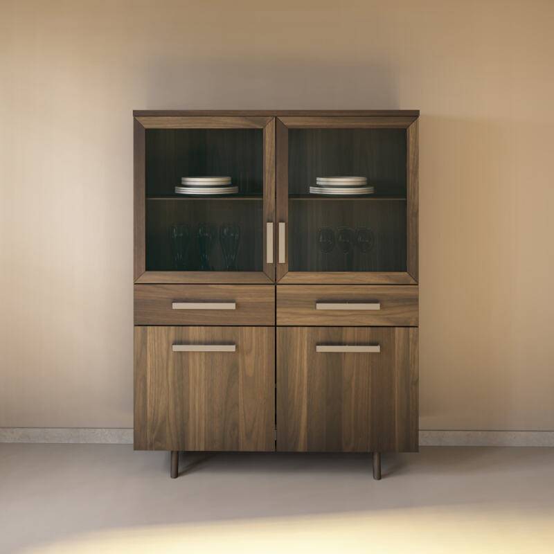Esszimmer Highboard mit Glastüren - Retrofüße Nussbaum von Göhring