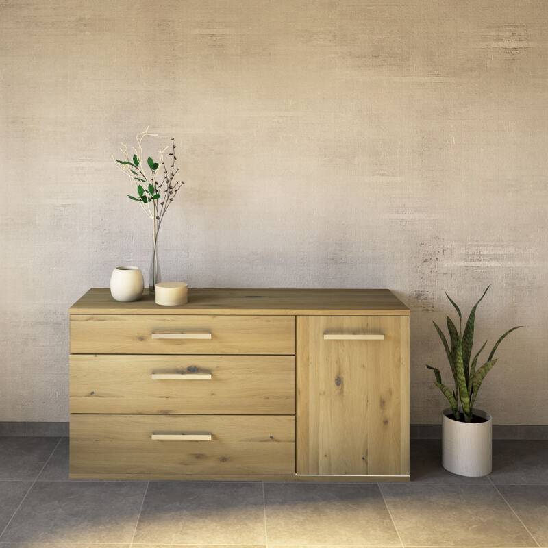 Esszimmer-Sidebaord Lino mit Flachsockel -150cm Wildeiche weiß geölt von Göhring