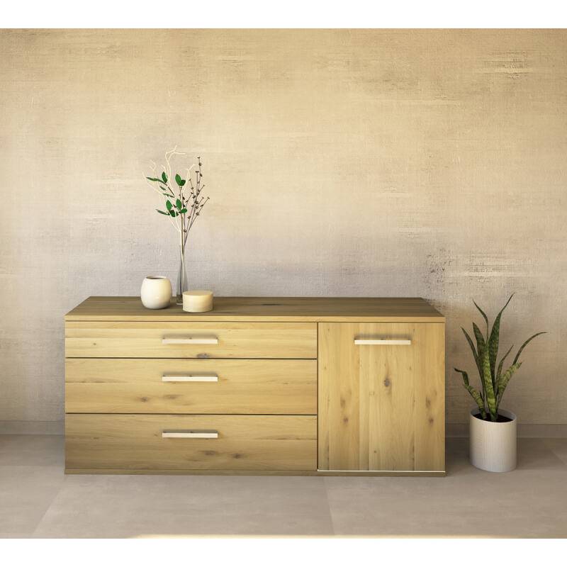 Esszimmer-Sidebaord Lino mit Flachsockel -180cm Wildeiche weiß geölt von Göhring