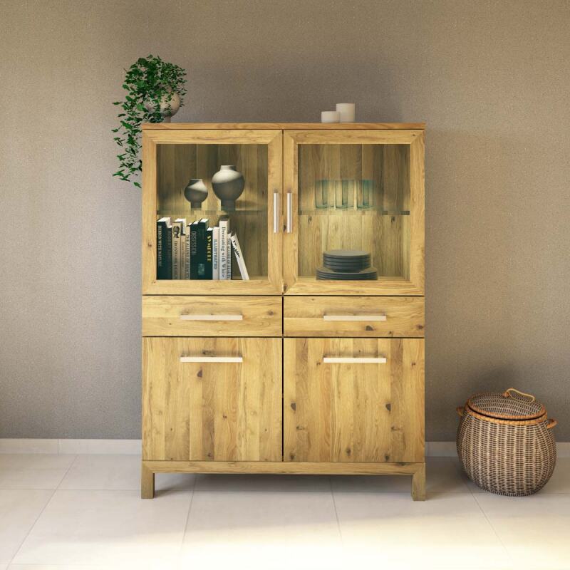 Exklusiver Holz Esszimmerschrank mit Glastüren Wildeiche von Göhring