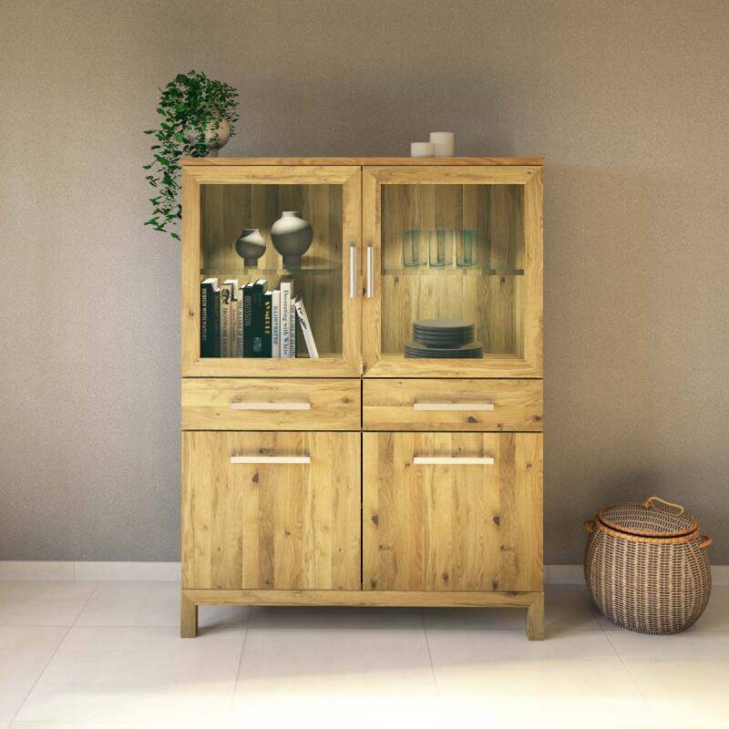 Exklusiver Holz Esszimmerschrank mit Glastüren Wildeiche von Göhring