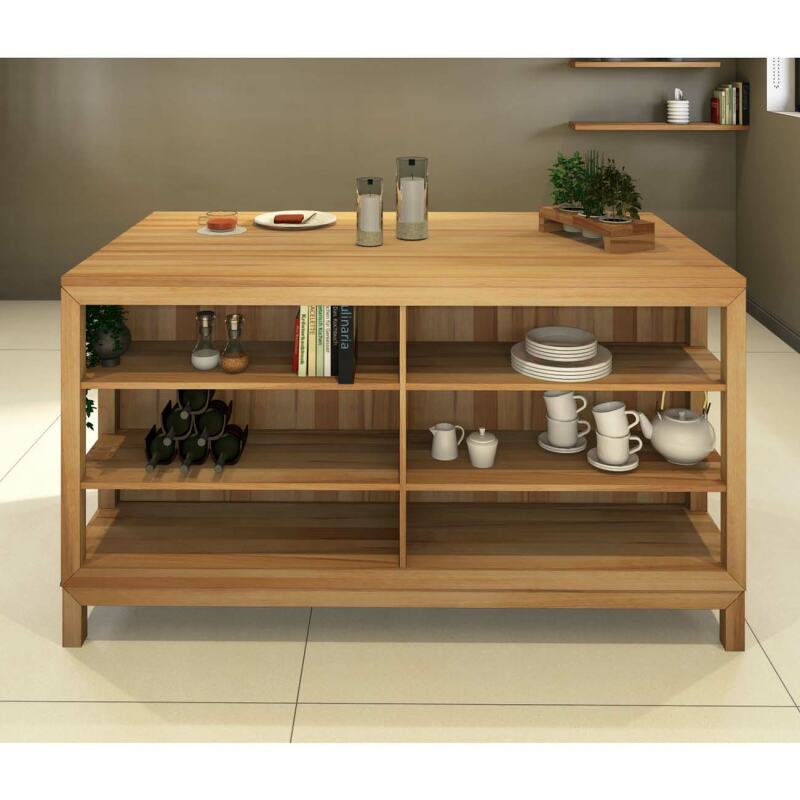 Freistehende Massivholz Kücheninsel mit offenem Regal Kernbuche Freistehende Massivholz Kücheninsel mit offenem Regal Kernbuche von Göhring