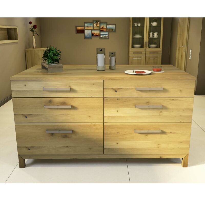 Freistehende Massivholz Kücheninsel mit offenem Regal Wildeiche weiß geölt Freistehende Massivholz Kücheninsel mit offenem Regal Wildeiche weiß geölt von Göhring