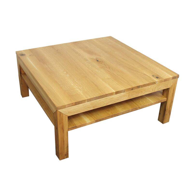 Großer Quadratischer Couchtisch mit Ablage - 100x100cm Wildeiche von Göhring