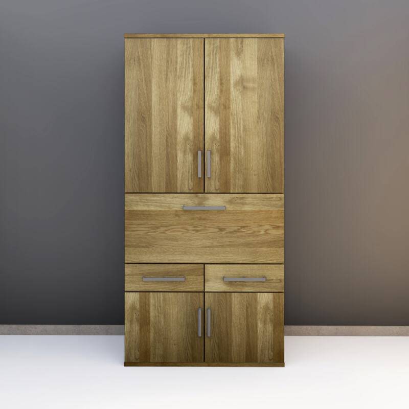 Hoher Wohnzimmerschrank Massivholz Eiche von Göhring