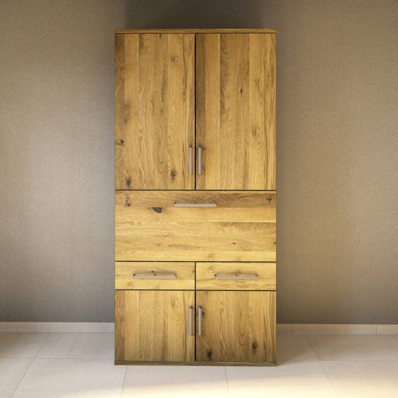 Hoher Wohnzimmerschrank Massivholz Wildeiche von Göhring