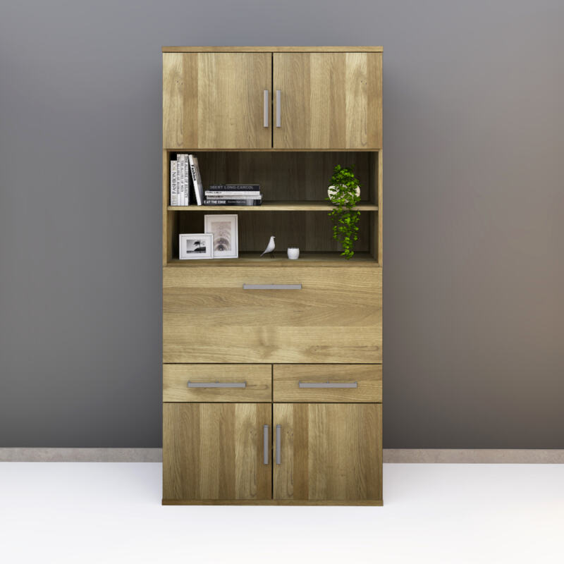 Hoher Wohnzimmerschrank mit Klapptür Eiche Hoher Wohnzimmerschrank mit Klapptür Eiche von Göhring