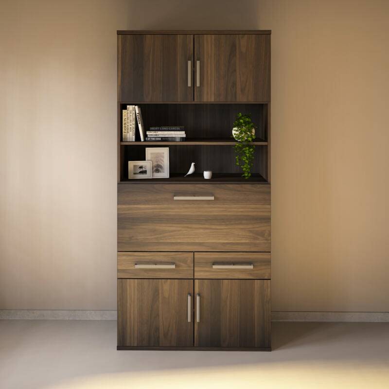 Hoher Wohnzimmerschrank mit Klapptür Nussbaum Hoher Wohnzimmerschrank mit Klapptür Nussbaum von Göhring