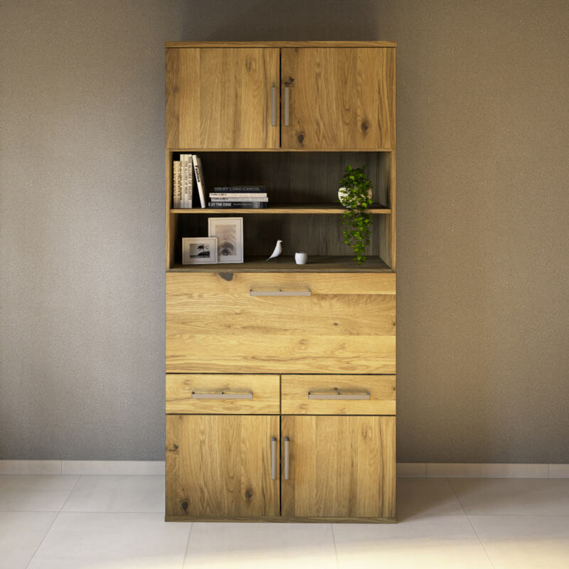 Hoher Wohnzimmerschrank mit Klapptür Wildeiche Hoher Wohnzimmerschrank mit Klapptür Wildeiche von Göhring