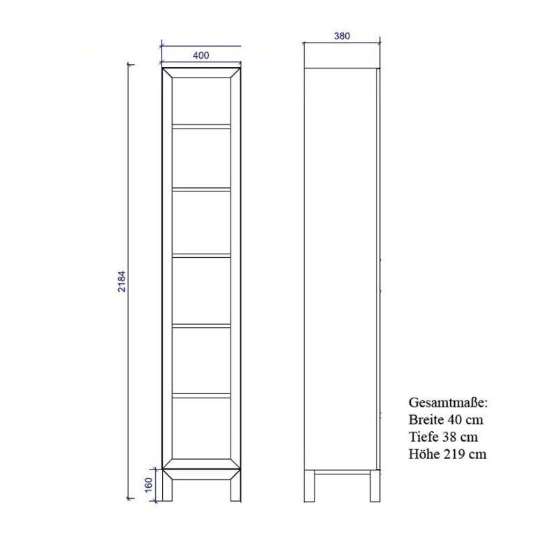 Hohes Massivholz Regal - Tiefe 38 cm Wildeiche von Göhring