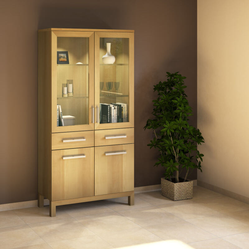 Holz Vitrine mit Glastür LINO Buche von Göhring