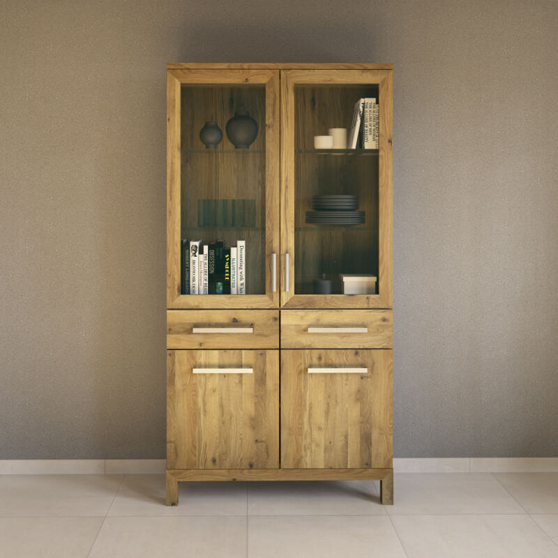 Holz Vitrine mit Glastür LINO Wildeiche von Göhring