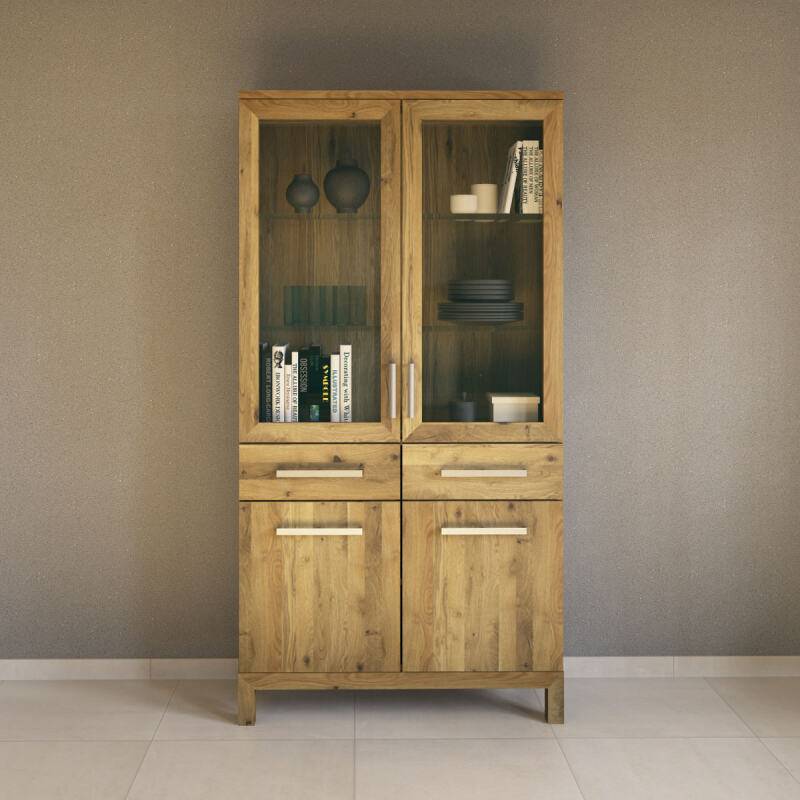 Holz Vitrine mit Glastür LINO Wildeiche von Göhring