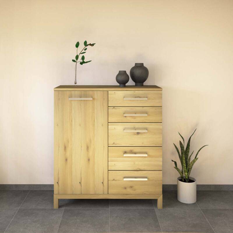 LINO Highboard mit 5 Schubladen - Tiefe 38 cm Wildeiche weiß geölt von Göhring