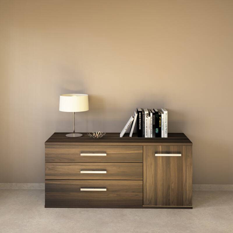 LINO Sideboard 150 cm mit 3 Schubladen Massivholz Nussbaum von Göhring